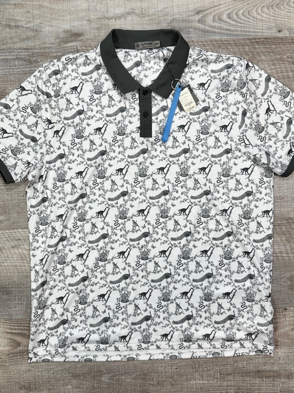 NWT G/FORE Polo Shirt Men's Size XXL Animal Floral Print white Performance Golf